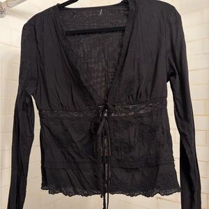 Zara Black Lace Trim Blouse